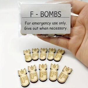 F-BOMBS NOVELTY WOODEN F-BOMBS TO DISTRIBUTE AS NEEDED 🤣🤐💣😂. NEW IN PACKAGE